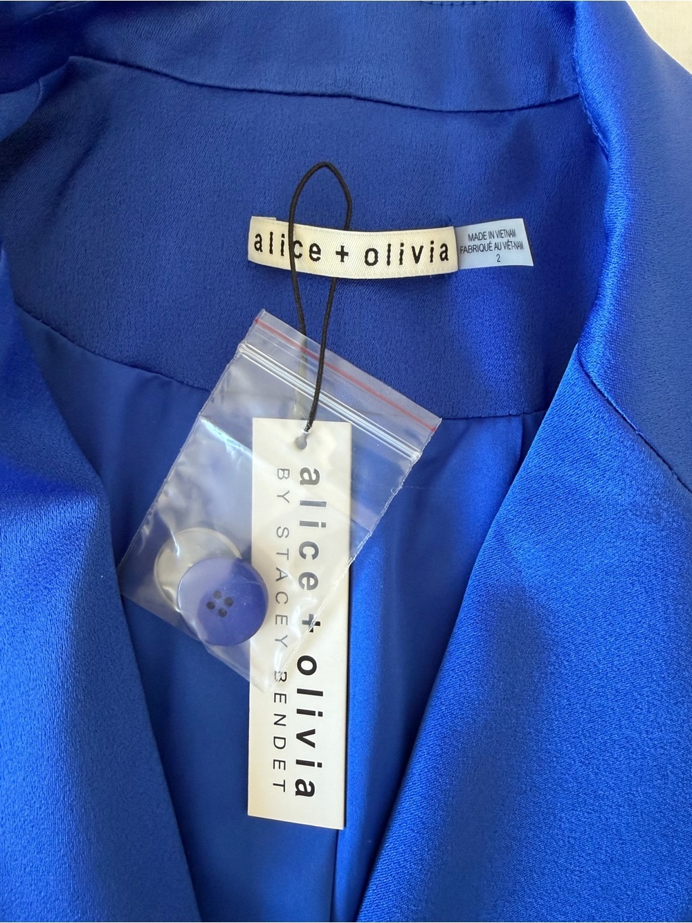 Alice + Olivia Justin Double Breasted Blazer in Royalty Blue, size 2, NWT - Picture 5 of 9